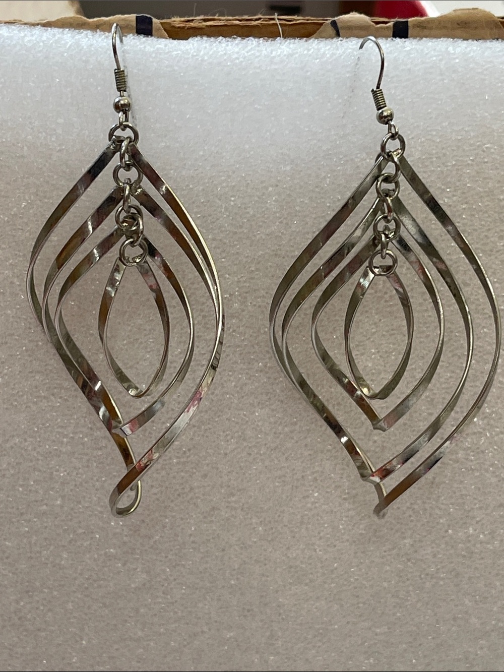 Silver Tone Dangle Layered Teardrop Earrings